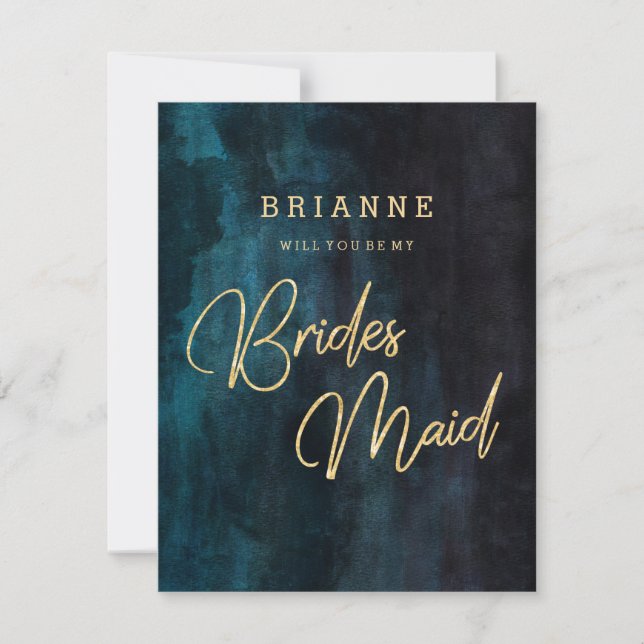 Navy Blue & Gold werden Sie meine Bridesmaid sein Einladung (Vorderseite)