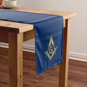 Navy Blue & Gold Wettkämpfe Freimaurersaison Großer Tischläufer