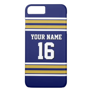 Navy Blue Gold Whit Team Jersey Name iPhone 8 Plus/7 Plus Hülle