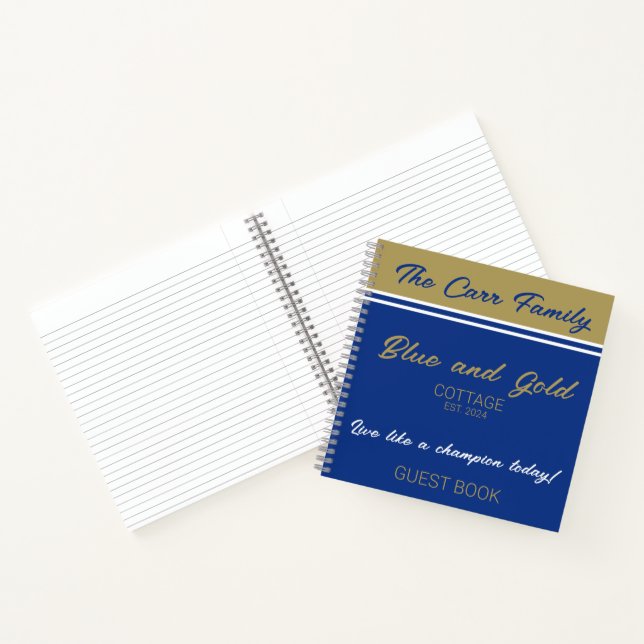 Navy Blue Gold White Guest Book Spiral Notebook Notizbuch (Innenseite)