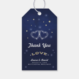 Navy Blue Gold & White LIEBE Star Hearts Wedding Geschenkanhänger