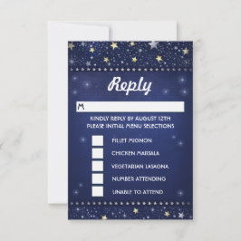 Navy Blue Gold & White Stars UAWG MENU-Wahlen RSVP Karte