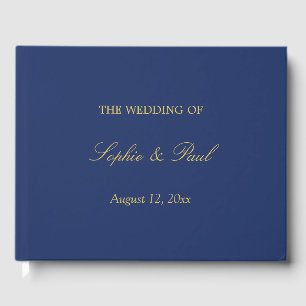 Navy Blue Golden Beige Wedge Guest Book Gästebuch