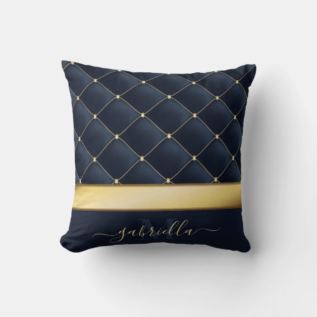 Navy Blue Golden Kissen (Vorderseite)