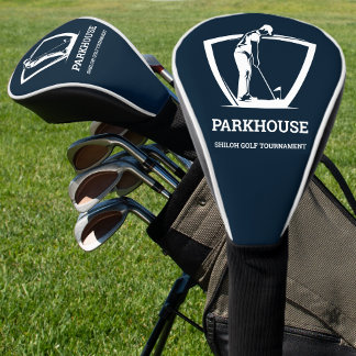 Navy Blue Golfer Name Turnier Golf Headcover
