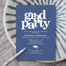 Navy Blue grad Party moderne kühle Typografie