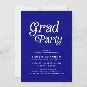 Navy Blue Grad Party Retro Abschluss Einladung