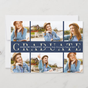 Navy Blue Graduate 6 Foto Collage Abschluss Einladung