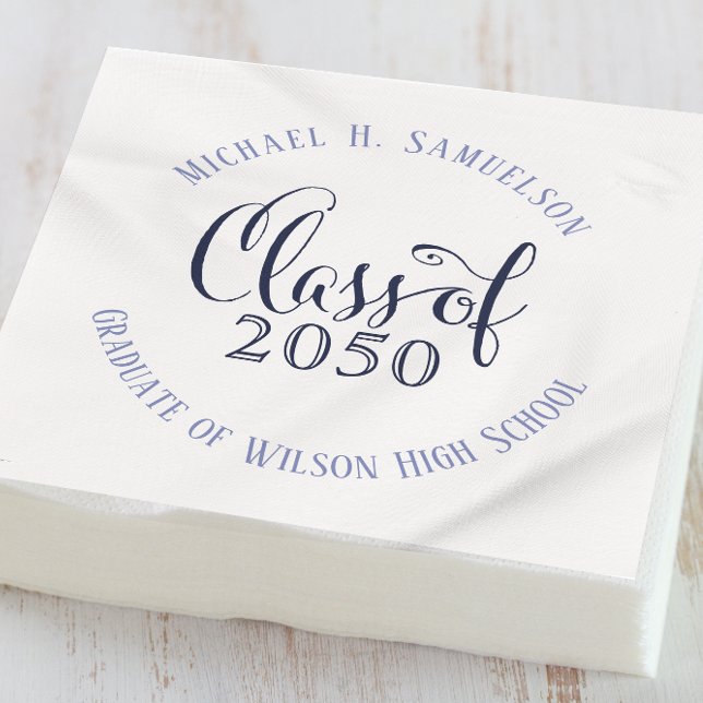 Navy Blue Graduation Party Custom Serviette (Von Creator hochgeladen)