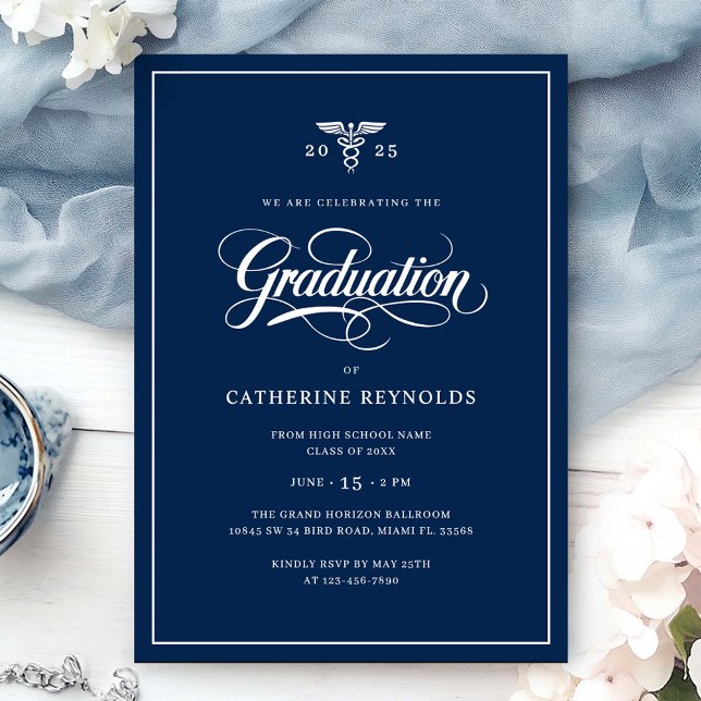 Navy Blue Graduation Party Einladung (Von Creator hochgeladen)