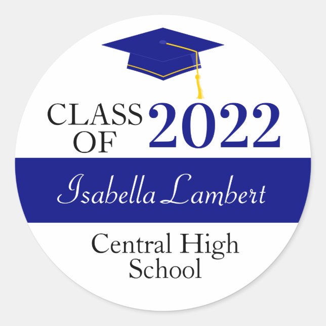 Navy Blue Graduation Party Gunst Sticker (Vorderseite)