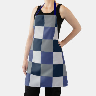 Navy Blue Grau White Checkerboard Schürze