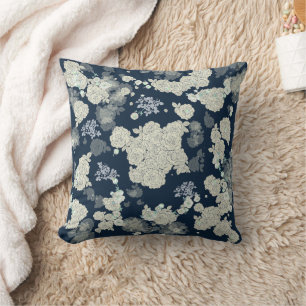 Navy Blue Graue Blumenmuster Pillow Kissen