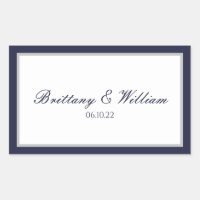 Navy Blue Gray Briy and Groom Rectangle Sticker
