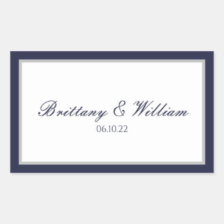Navy Blue Gray Briy and Groom Rectangle Sticker