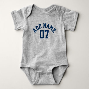 Navy Blue & Gray Sports Jersey Individuelle Name N Baby Strampler