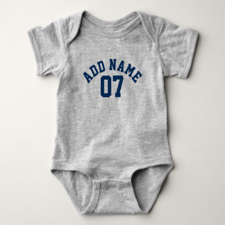 Navy Blue & Gray Sports Jersey Individuelle Name N Baby Strampler