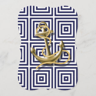 Navy Blue Greek Muster preppy nauchor Anchor Einladung