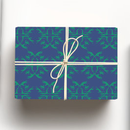 Navy Blue & Green Loch Ness Monster Damask Geschenkpapier Set
