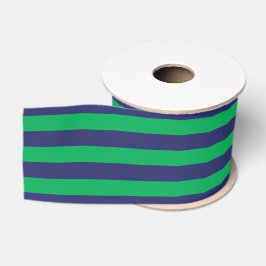 Navy Blue & Green Striping | Länge | Benutzerdefin Ripsband
