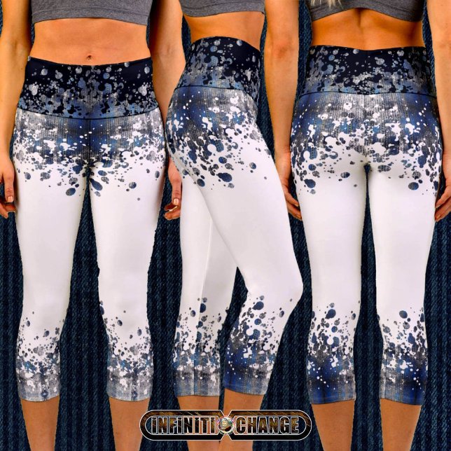 Navy Blue Grunge Denim Texture | Capri Leggings (Von Creator hochgeladen)