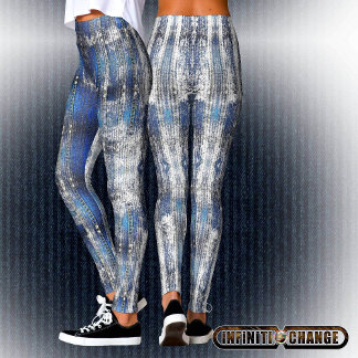 Navy Blue Grunge Denim Texture | Leggings
