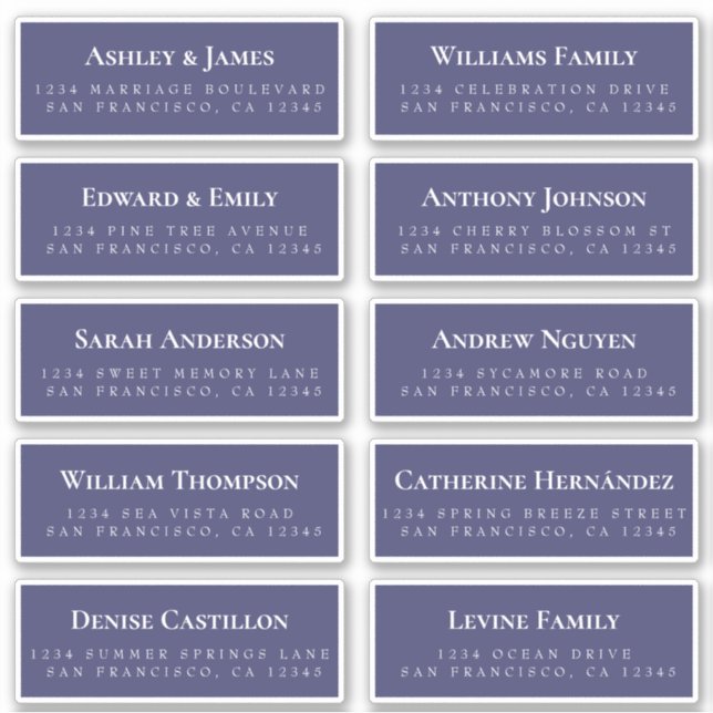 Navy Blue Guest Address Labels ORDER 6" oder 8"! (Vorderseite)