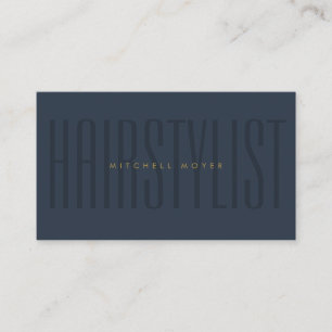 Navy Blue Hair Stylist Typografy Minimalist Visitenkarte