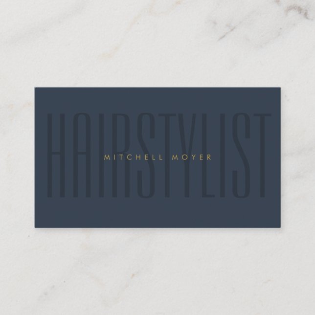 Navy Blue Hair Stylist Typografy Minimalist Visitenkarte (Vorderseite)