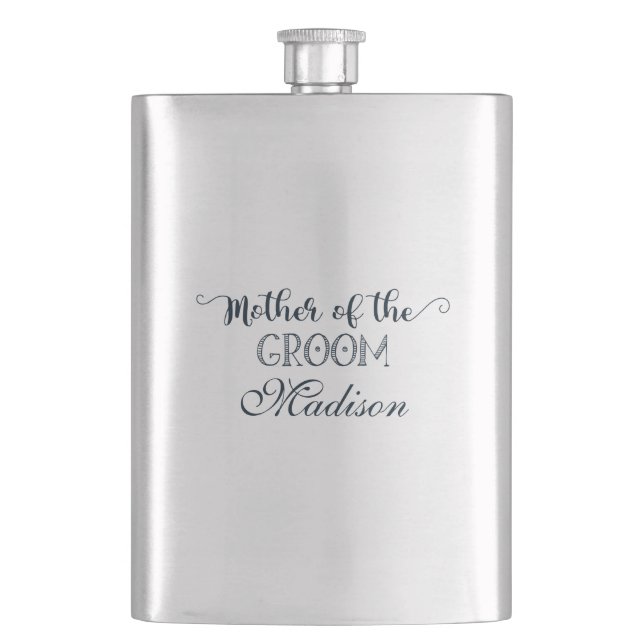 Navy Blue Hand Lettered Fun Mother the Groom Flachmann (Vorderseite)