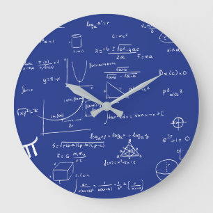 Navy Blue Handgeschriebene Formeln als Mathe Große Wanduhr