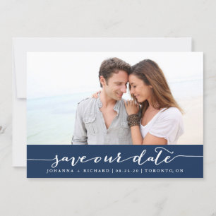Navy Blue Handschriftlich Save the Date