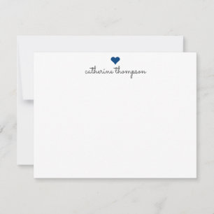 Navy Blue Heart Feminine Script Girly Niedlich Str Mitteilungskarte