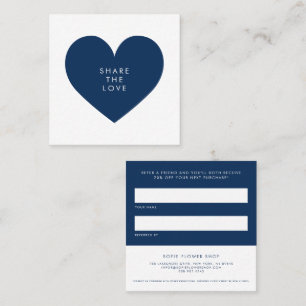 Navy Blue Heart Minimalistisch Liebe Business teil Empfehlungskarte