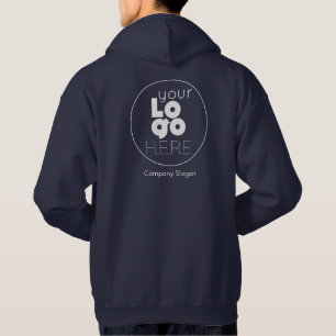 Navy Blue Hoodie +Ihr White Business Logo auf der