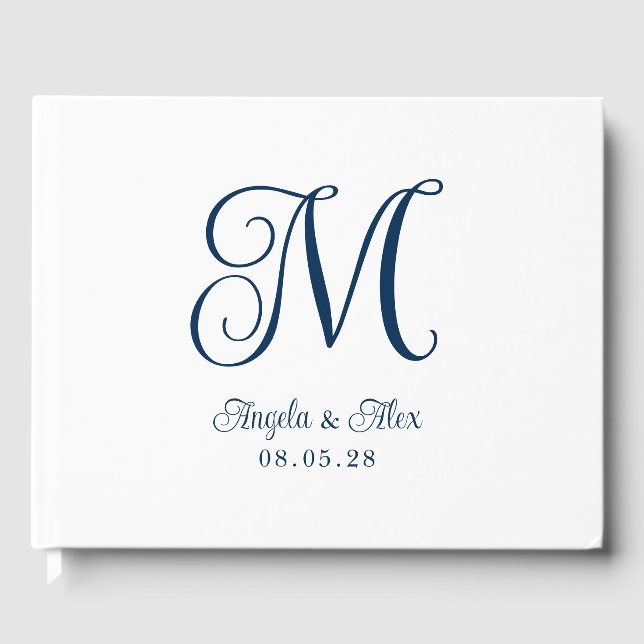 Navy Blue Hübsch Curly Wedgram Gästebuch (Vorderseite)