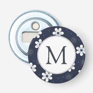 Navy Blue Hübsch Floral Monogram Flaschenöffner
