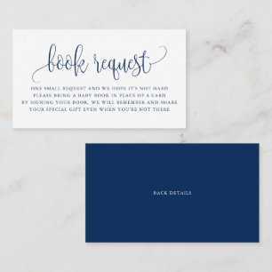 Navy Blue Hübsch Script Baby Shooting Book Request Visitenkarte