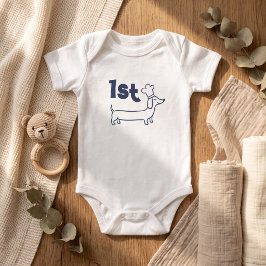 Navy Blue Hund 1. Babyparty Baby Strampler
