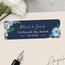Navy Blue Hydrangeas Watercolor Blooral