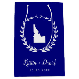 Navy Blue Idaho Map Wedding Welcome Swag Mittlere Geschenktüte