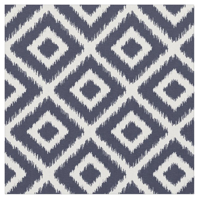 Navy Blue Ikat Diamonds Stoff (Nahaufnahme)