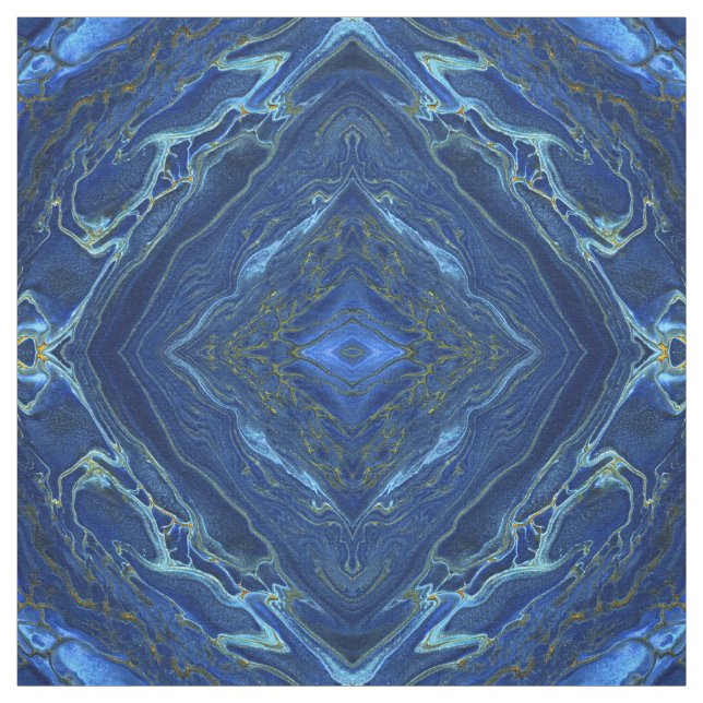 Navy Blue & Imitate Gold Marbour Diamonds Muster Stoff (Muster)