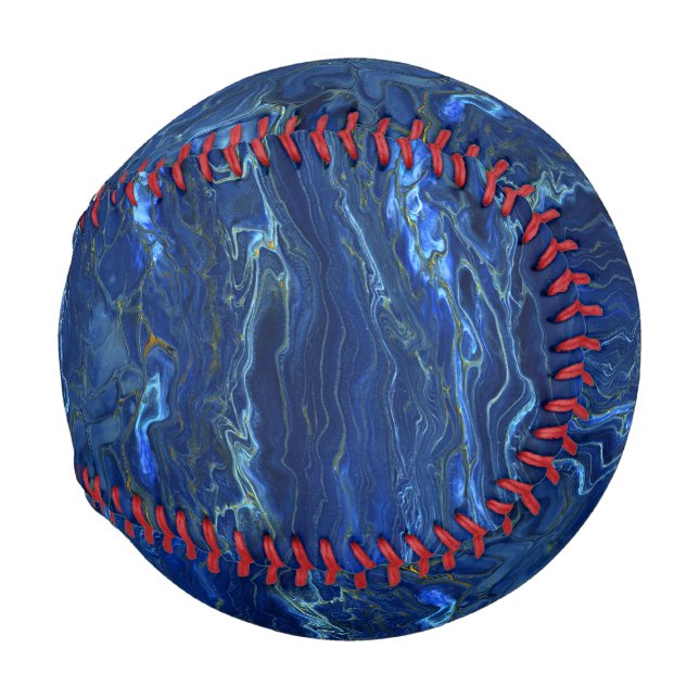 Navy Blue & Imitate Gold Marmor Akrylabstraktion Baseball (Rückseite Links)