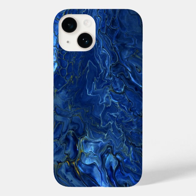 Navy Blue & Imitate Gold Marmor Akrylabstraktion Case-Mate iPhone Hülle (Rückseite)