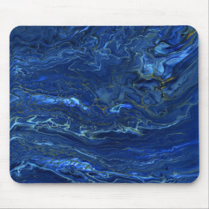 Navy Blue & Imitate Gold Marmor Akrylabstraktion Mousepad