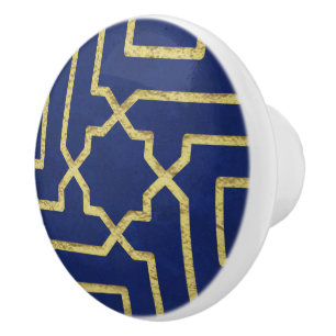 Navy Blue & Imitate Gold marokkanische Mosaikmuste Keramikknauf