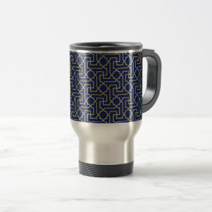 Navy Blue & Imitate Gold marokkanische Mosaikmuste Reisebecher
