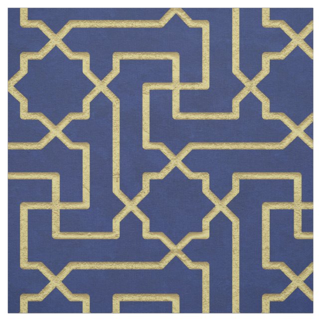 Navy Blue & Imitate Gold marokkanische Mosaikmuste Stoff (Muster)