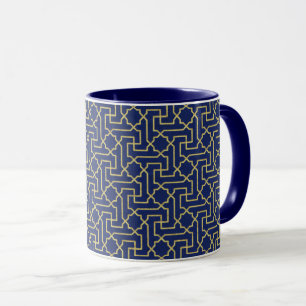 Navy Blue & Imitate Gold marokkanische Mosaikmuste Tasse
